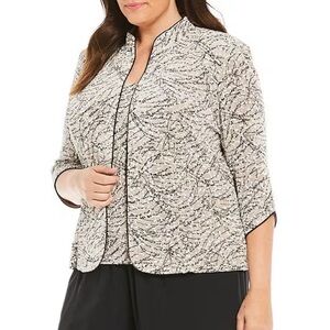 Alex Evenings Mandarin Collar Jacket Two Piece Set Tank Top Sparkle Glitter 2pc